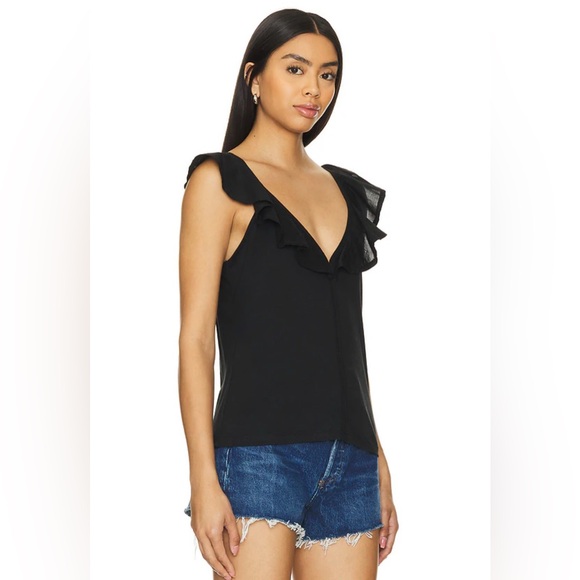 New NWT Nation LTD Neah Ruffle Tank in Jet Black ruffle top revolve - Picture 2 of 5